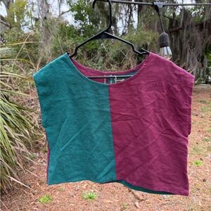Colorblock Sleeveless Top - Teal and Burgundy *HANDMADE